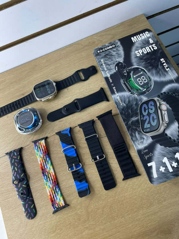 ⌚SUPER COMBO 9 en 1: SMARTWATCH + AUDIFONOS + 7 CORREAS💎