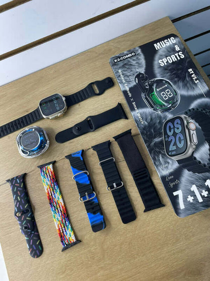 ⌚SUPER COMBO 9 en 1: SMARTWATCH + AUDIFONOS + 7 CORREAS💎